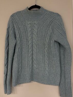 Simply Vera Vera Wang Light Blue Cable Knit Mock Neck Sweater